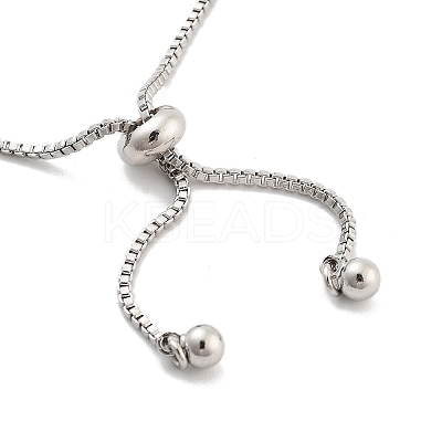 Brass Pave Clear Cubic Zirconia Teardrop Box Chain Slider Bracelets BJEW-B094-07P-1