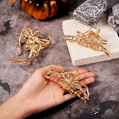 3Pcs 3 Style Halloween Alloy Claw Hair Clips for Women Girls AJEW-TA0001-91-1