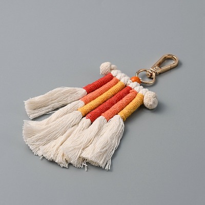 Cotton Rope Braided Tassel Pendant Decorations HJEW-WH0043-11KCG-1
