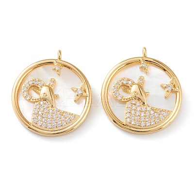 Real 18K Gold Plated Brass Micro Pave Clear Cubic Zirconia Pendants ZIRC-Z007-22C-1