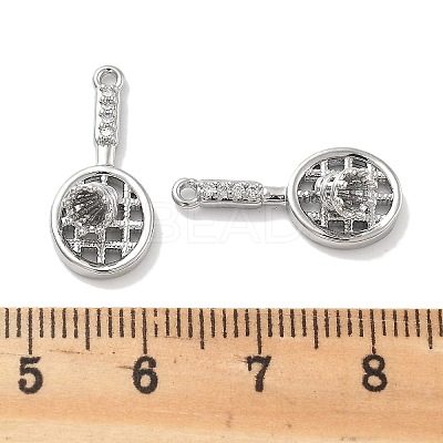 Rack Plating Brass Clear Cubic Zirconia Pendants KK-M102-23G-P-1