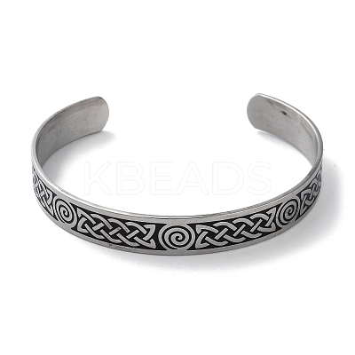 304 Stainless Steel Cuff Bangles BJEW-P307-02A-P-1