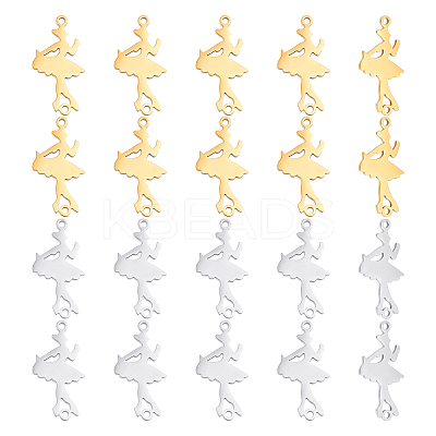 20Pcs 2 Colors 201 Stainless Steel Connector Charms STAS-DC0008-18-1