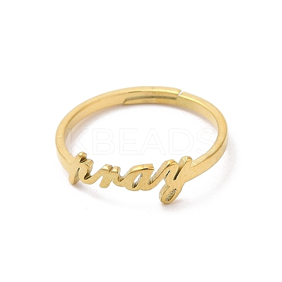 Ion Plating(IP) 304 Stainless Steel Word Adjustable Ring RJEW-L107-030G-1