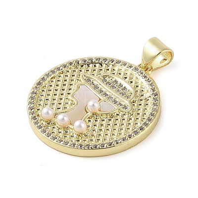 Brass Micro Pave Clear Cubic Zirconia Pendants KK-Q813-11A-G-1