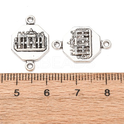 Tibetan Style Alloy Octagon with Church Connector Charms FIND-Z099-16AS-02-1