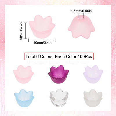 600Pcs 6 Colors Transparent Acrylic Beads & Bead Caps TACR-SC0001-16-1