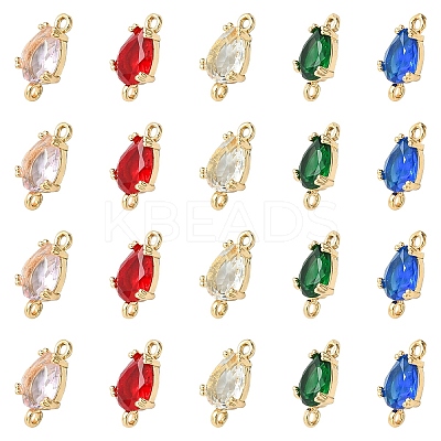 10Pcs 5 Colors Transparent Glass Links/Connectors GLAA-YW0004-42-1