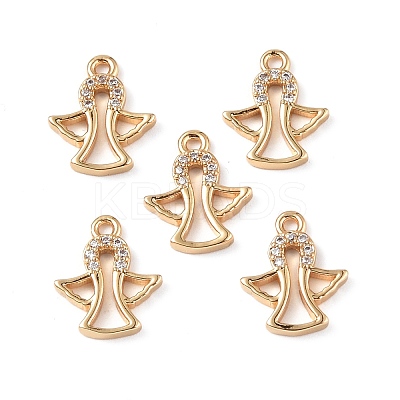 Brass Micro Pave Clear Cubic Zirconia Charms KK-E068-VF260-1