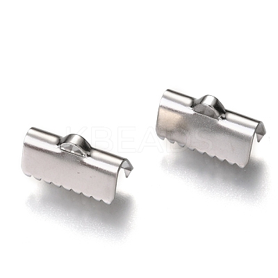 Non-Tarnish 304 Stainless Steel Ribbon Crimp Ends STAS-C018-22P-03-1