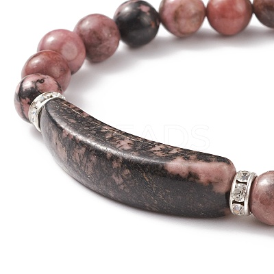 Natural Rhodonite Beads Charm Bracelets BJEW-K164-B07-1