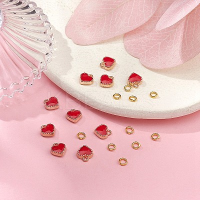 Heart Alloy Enamel Charms ENAM-YW0002-85A-1