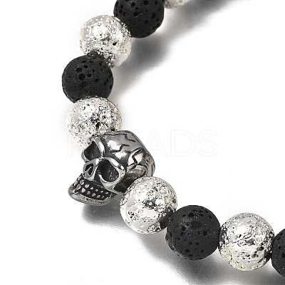 Halloween Dyed & Electroplate Natural Lava Rock Bracelets BJEW-JB12332-01-1