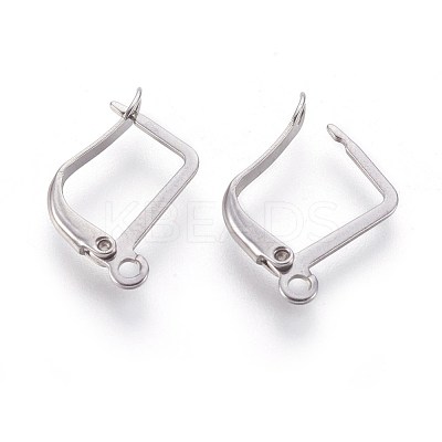 Tarnish Resistant 304 Stainless Steel Hoop Earring Findings with Latch Back Closure STAS-F188-06P-1