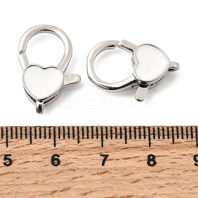 Heart Brass Enamel Lobster Claw Clasps KK-Z147-02P-02A-1