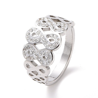 Crystal Rhinestone Infinity Finger Ring RJEW-D120-10B-P-1