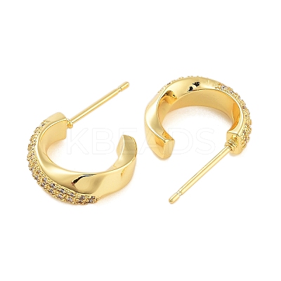 Rack Plating C-Shaped Brass Stud Earrings EJEW-N055-40G-RS-1