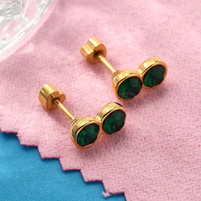 Ion Plating(IP) 304 Stainless Steel Stud Earrings EJEW-A118-15G-01-1