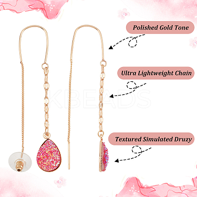 6 Pairs 6 Colors Resin Teardrop Dangle Earrings EJEW-AN0001-21-1