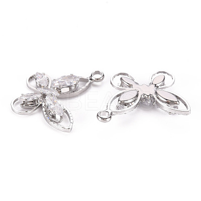 Brass Micro Pave Clear Cubic Zirconia Pendants KK-Q253-005P-B-1
