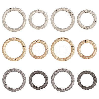 12Pcs 6 Styles Alloy Twist Spring Gate Ring FIND-CA0007-96-1