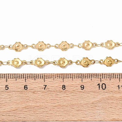 5.5MM 304 Stainless Steel Flower Link Chain Necklaces NJEW-P346-01G-1