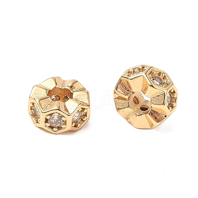 Brass Micro Pave Cubic Zirconia Beads KK-A259-01G-1