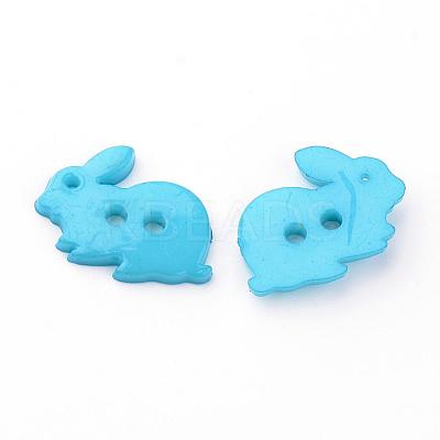 2-Hole Opaque Solid Color Bunny Acrylic Buttons BUTT-S020-35-1