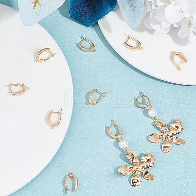 10Pcs Brass Hoop Earring Findings with Latch Back Closure KK-BBC0010-35-1
