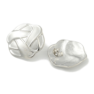 Non-Tarnish Flower 304 Stainless Steel Stud Earrings EJEW-G400-29P-1