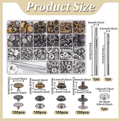 Removable Zinc Alloy Snap Button Sets TOOL-WH0059-126B-1