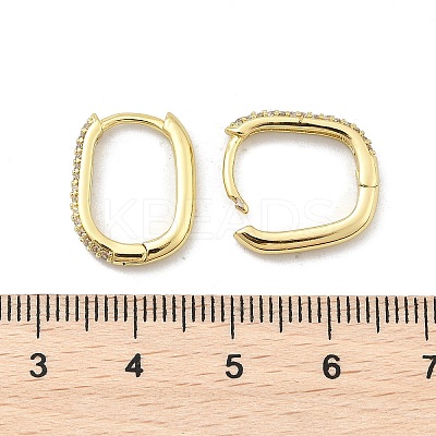 Oval Brass Micro Pave Clear Cubic Zirconia Hoop Earrings LS-EJEW-D311-141G-1