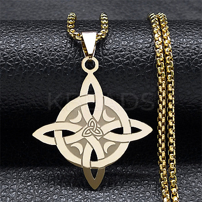 201 Stainless Steel Trinity Knot Pendant Necklaces for Men Women LS-NJEW-K283-36G-1