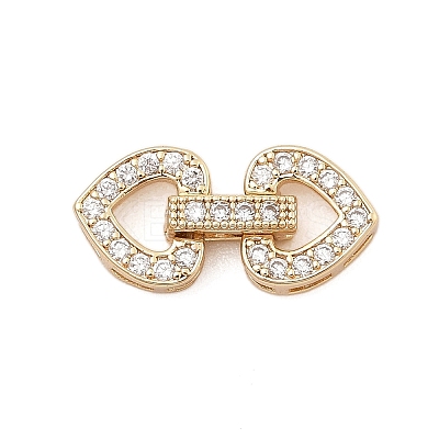 Brass Micro Pave Clear Cubic Zirconia Fold Over Clasps KK-C075-11G-1