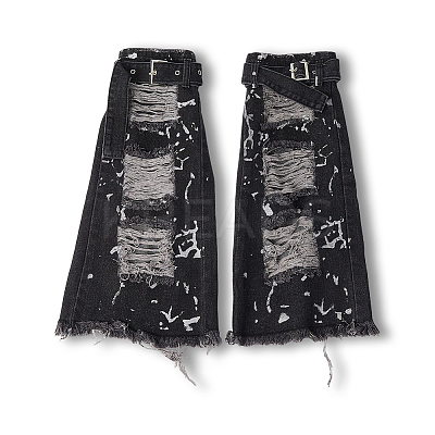 Denim Fabric Ripped Leg Sleeves AJEW-WH20060-26-1