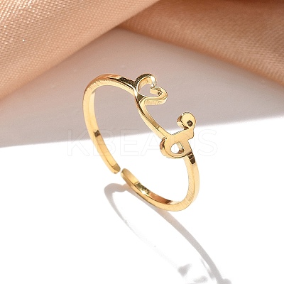 304 Stainless Steel Cuff Rings for Women RJEW-D285-01G-R-1