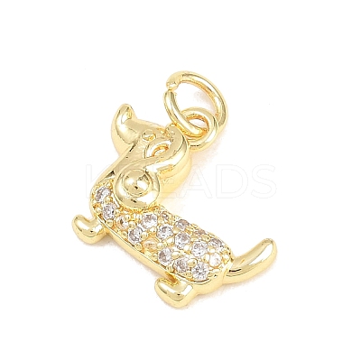 Brass Micro Pave Clear Cubic Zirconia Pendants KK-F938-25F-G-1