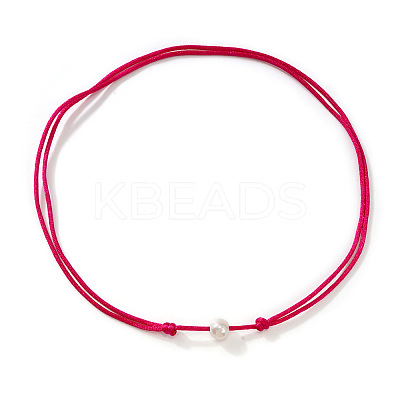 Imitation Pearl White Potato Pendant Adjustable Waxed Cord Necklaces for Women OH8963-6-1