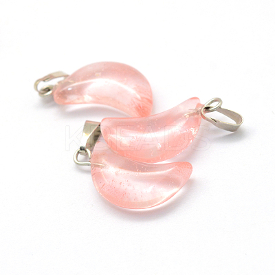 Moon Cherry Quartz Glass Pendants G-Q369-02-1