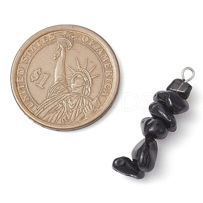 Gradient Color Natural Smoky Quartz & Natural Obsidian & Natural Labradorite Chip Beaded Pendants PALLOY-JF02791-07-1