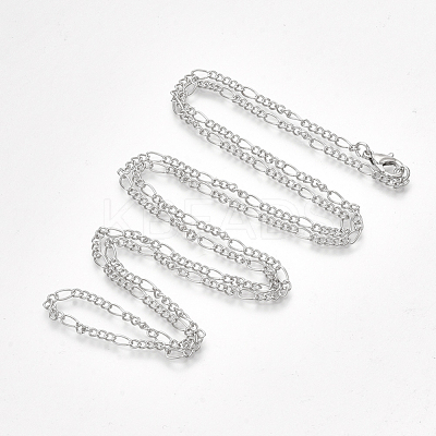 Brass Coated Iron Figaro Chain Necklace Making MAK-T006-03P-1