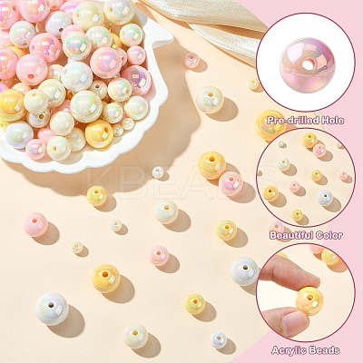 250G UV Plating Rainbow Iridescent Opaque Acrylic Beads PACR-CJ0001-38C-1