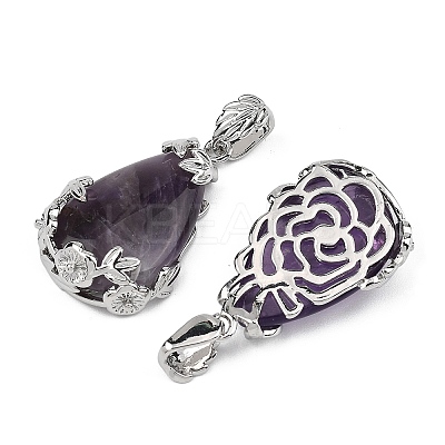 Natural Amethyst Pendants G-P393-P06-1