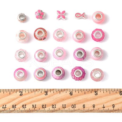 40Pcs 20 Styles Resin & Glass European Beads RPDL-FS0001-04-1