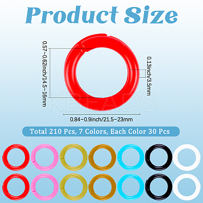 210Pcs 7 colors Plastic Loose Leaf Book Binder Rings KY-CP0001-25A-1