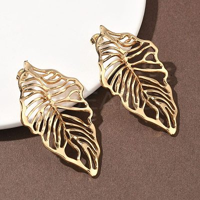 Hollow 304 Stainless Steel Stud Earrings EJEW-B156-13G-1
