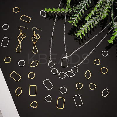32Pcs 8 Styles 304 Stainless Steel Linking Rings STAS-UN0060-54-1