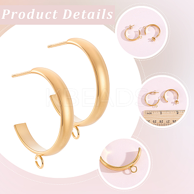 16Pcs 304 Stainless Steel Stud Earring Findings STAS-BBC0010-20C-1