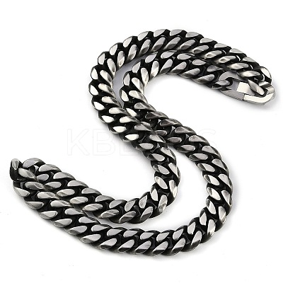 Matte Style 304 Stainless Steel Cuban Link Chain Necklaces for Men NJEW-B116-02P-1