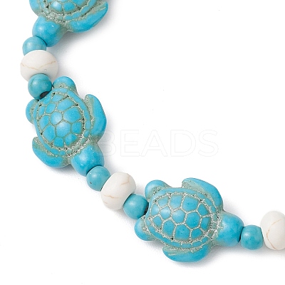Synthetic Turquoise & Natural Freshwater Shell Beads Stretch Bracelets for Women BJEW-JB12017-02-1